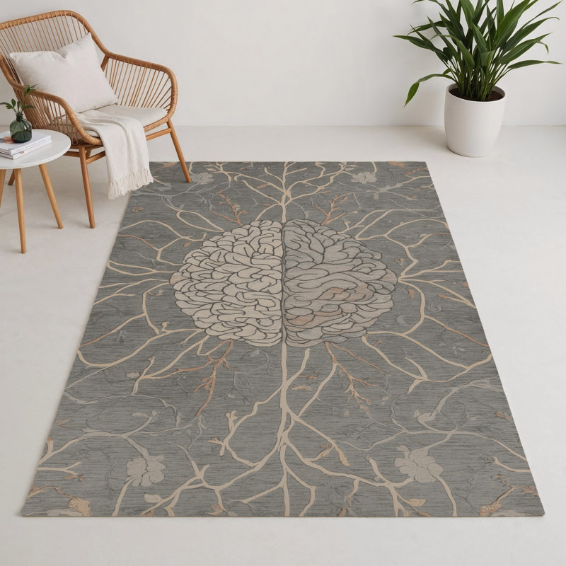 Tapis intérieur et extérieur gris Nature, Rectangle 5 pi x 7 pi