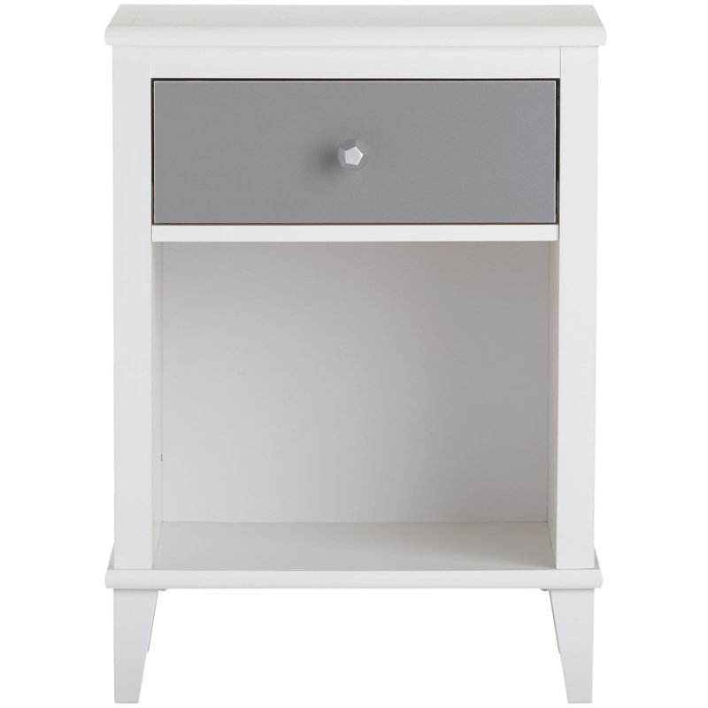 Monarch Hill 1 Drawer Nightstand, White/Grey