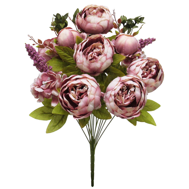 Fabric Peony Arrangement, Mauve