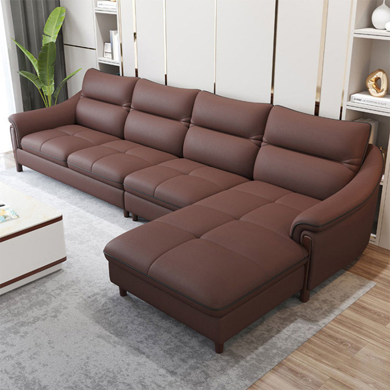 3 - Piece Upholstered Sectional, Reddish Brown Leather Match, Right Hand Facing