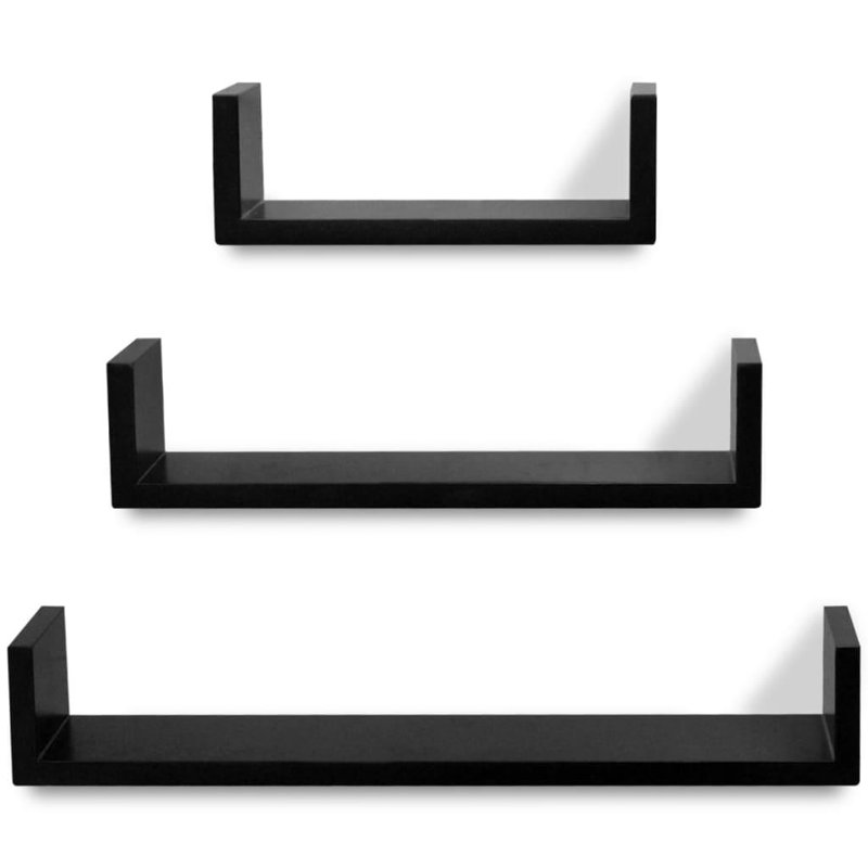 Parque 3 Piece Floating Shelf, Black