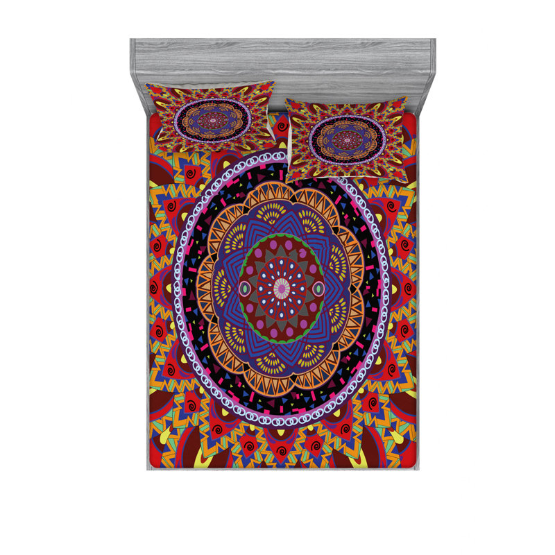 Microfiber Paisley Sheet Set, Full/Double Sheet Set with Fitted Sheet, Abstract