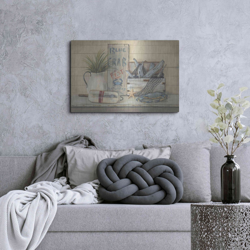 «Blue Crab Fest» par Pam Britton, art mural en métal, H 24 po x l 36 po