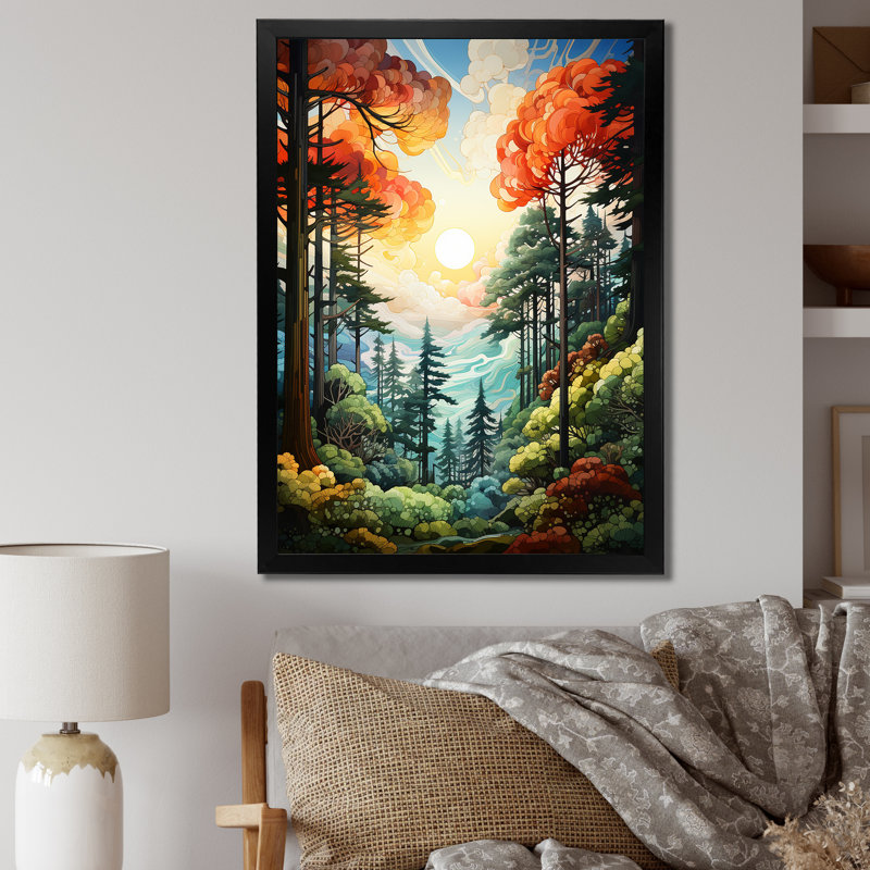Redwood Tree Shimmering Heights II - Décoration murale paysage et nature, Cadre photo noir, H 20 po x l 12 po x P 1 po