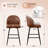 Swivel Bar Stools Set Of 4, Counter Height Bar Stools With Back & Metal Legs-Brown-523600497