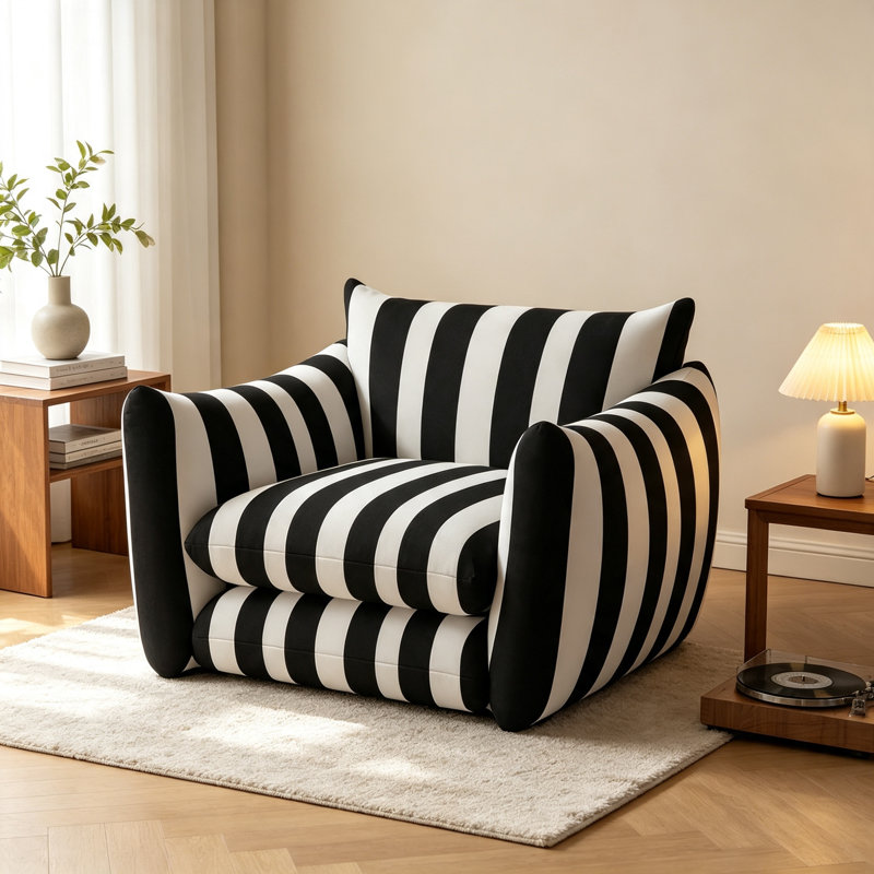 Canapé Simple, L 41,34 po, Mélange de coton noir, Noir