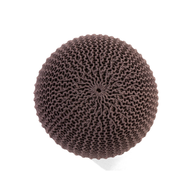 Bentall 40cm Wide Round Solid Colour Pouffe Ottoman, Brown