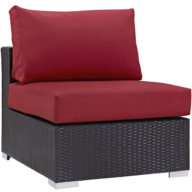 Ensemble de conversation modulaire en rotin 8 pièces avec coussins Convene, Espresso et rouge
