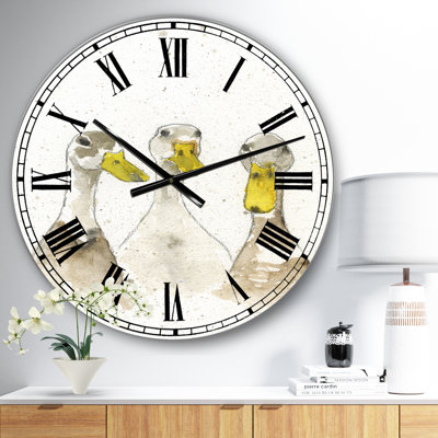 Three White Ducks - Oversized Farmhouse Wall Clock