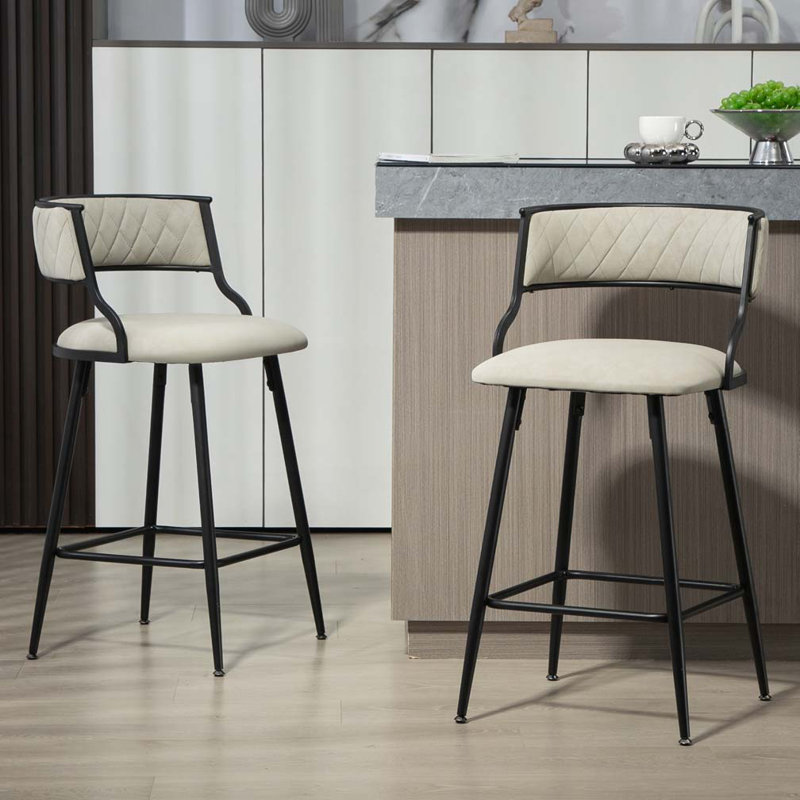 Tabouret de bar en polyuréthane revêtu de polyuréthane, Beige