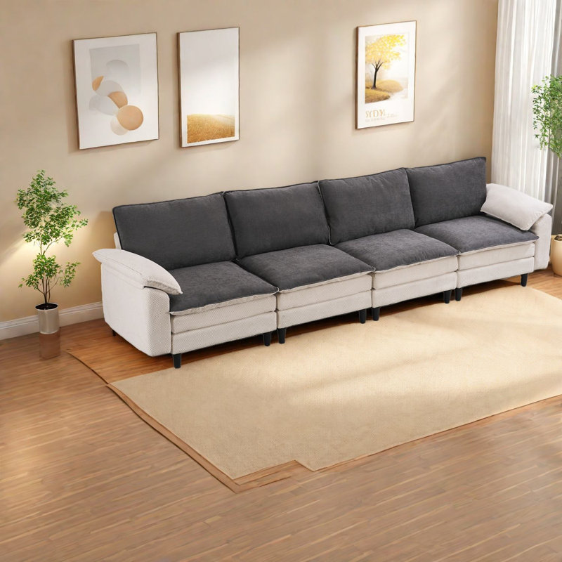 Canapé modulaire spacieux en forme de L de 129,92 pouces