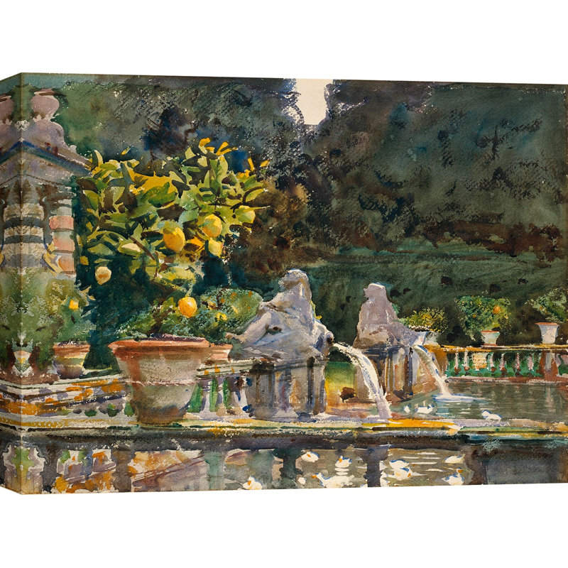 3AA6537 Villa Of Marlia, Lucca (a Fountain) by John Singer Sargent - Wrapped Canvas Painting, 60cm H x 80cm W x 4cm D