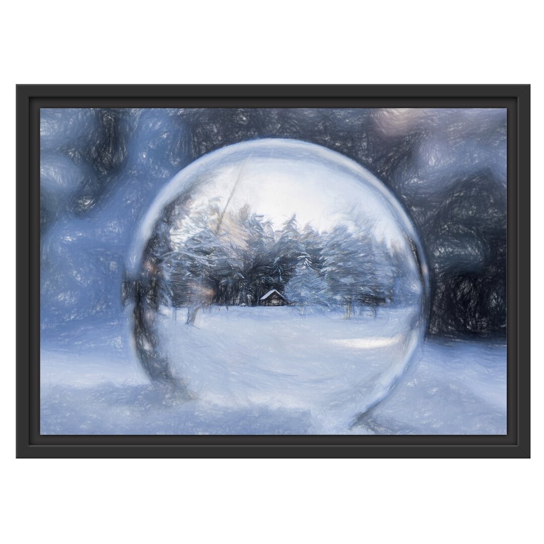 Gerahmtes Wandbild Eiskugel Winterlandschaft