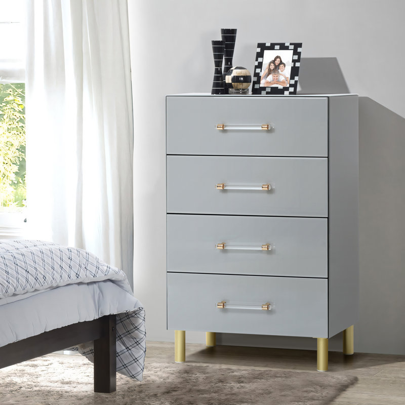 Modern Light Grey 37.3" Tall 4-Drawer Chest