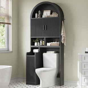 Arched Over The Toilet Storage Cabinet, 78.7" H Fluted Bathroom Organizer
