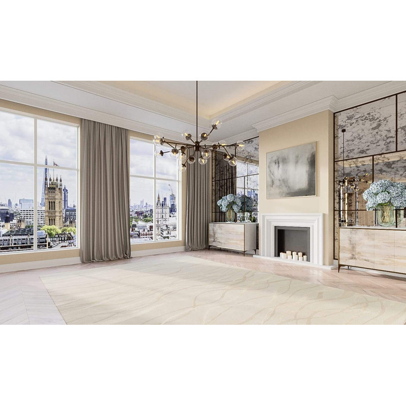Ripple Abstract Area Rug in Taupe, Rectangle 8' x 10'