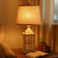 Lampe de table 26 po en métal gris avec abat-jour tambour brun