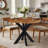 Round Solid Wood Top with Iron Base Dining Table