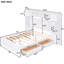 Lit double en bois blanc avec tablette, 1 armoire et rangement - Élégante sélection intégrée intemporelle-121020350