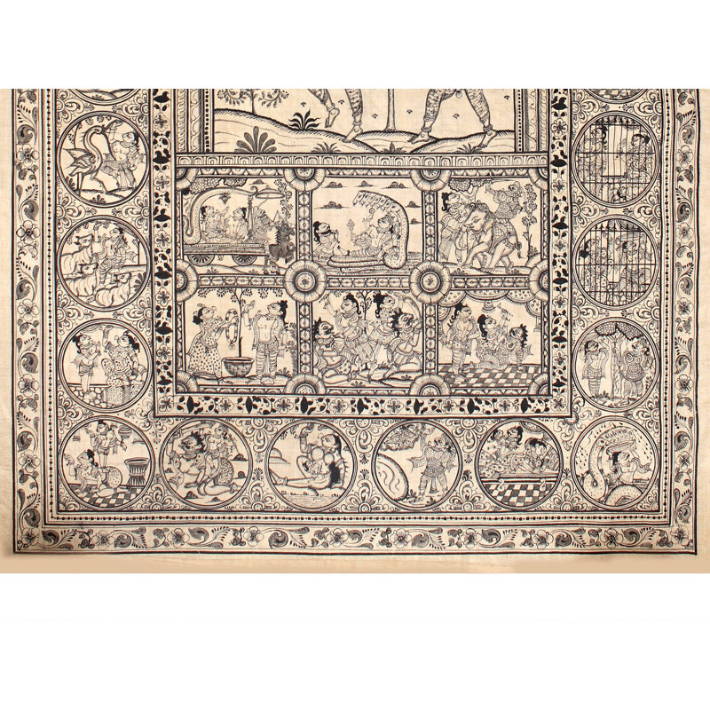 Shri Krishna Leela | Art Odisha | Peinture de Patta sur soie de tussar