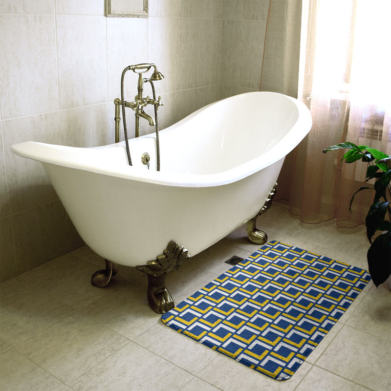 Tapis pour salle de bain Baltimore, l 17 po x L 24 po, Bleu royal / or / blanc