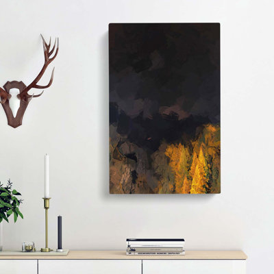 Forest At Night Abstract Art - Wrapped Canvas Print