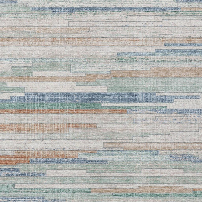 Tapis intérieur / extérieur 8 pi x 10 pi à rayures turquoise lavable
