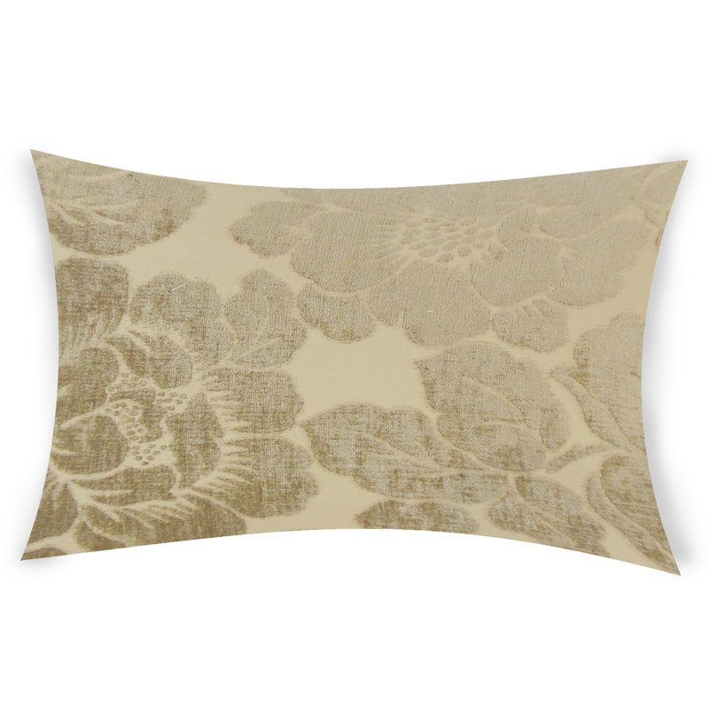 Floral Reversible Throw Pillow, 14" x 36", Gray
