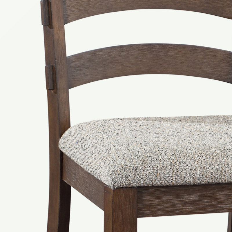 Ensemble de 2 chaises d'appoint en tissu gris, brun rustique et chêne