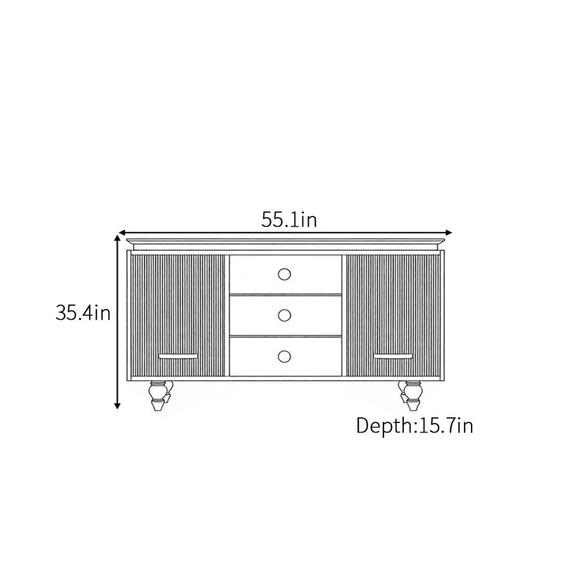 Buffet haut de gamme de style chinois, H 35,4 po x l 55,1 po x P 15,7 po