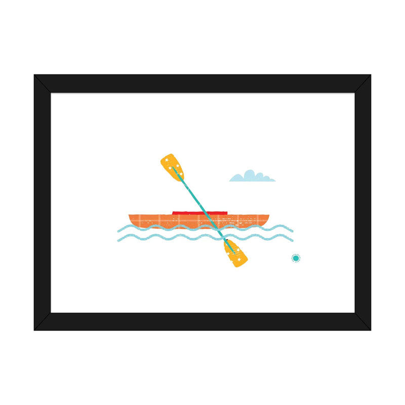 Kayak - reproduction d'impression, H 16 po x l 24 po x P 1 po, Papier encadré noir, Blanc