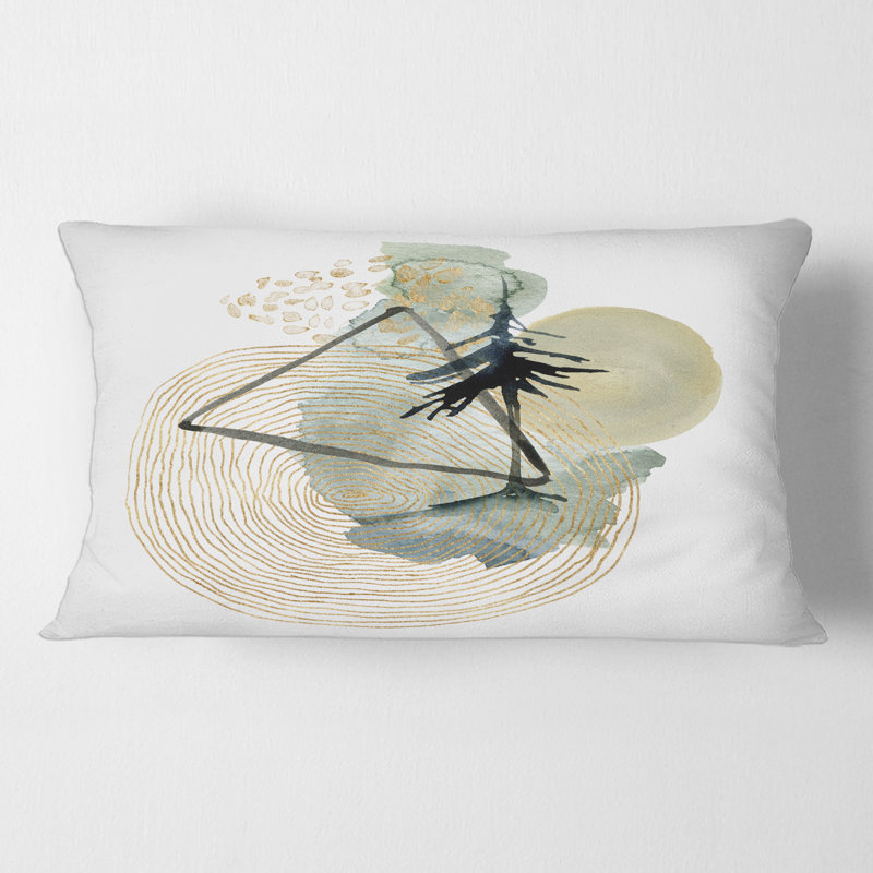 Rectangle, paysage abstrait de montagnes, lune et arbre - Coussin décoratif imprimé moderne