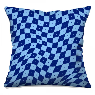 Wavy Checkered Pattern Double Sided Throw Pillows