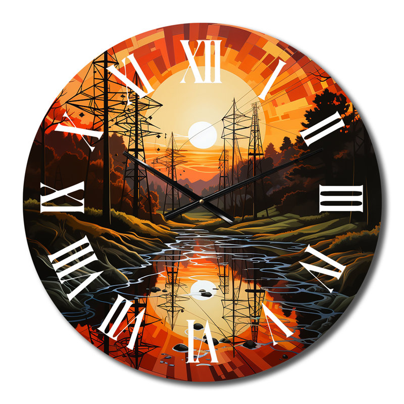 Lignes électriques à découpage silhouette IV - Horloge murale abstraite, Petit