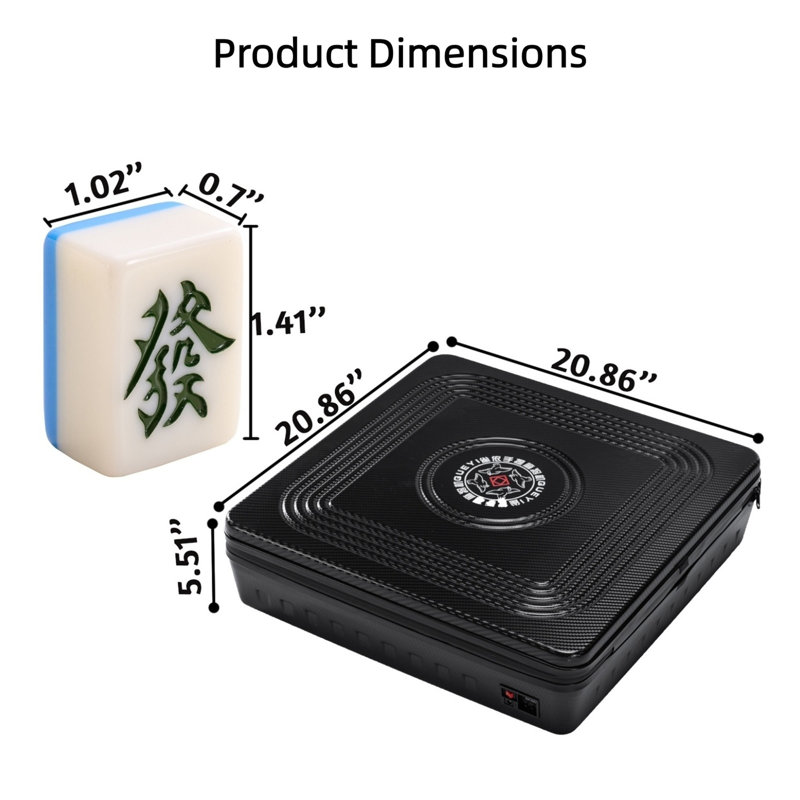 [Mini machine à Mahjong portable] Jeu d'extérieur sécuritaire | Conception compacte adaptée aux voyages | Noir, Noir