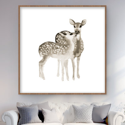 Sépia Fawns Love - reproduction encadrée mate pour la décoration intérieure