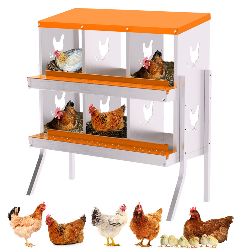 Boîte de nidification en métal pour poules pondeuses, H 35,24 po x l 32,09 po x P 16,93 po, Orange