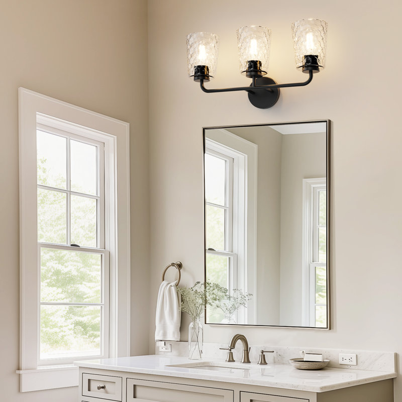Éclairage pour salle de bain moderne à 3 lumières avec abat-jour en verre nid d'abeille Adrianny