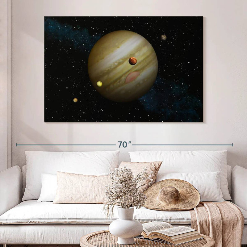 Jupiter et ses lunes, H 20 po x l 30 po