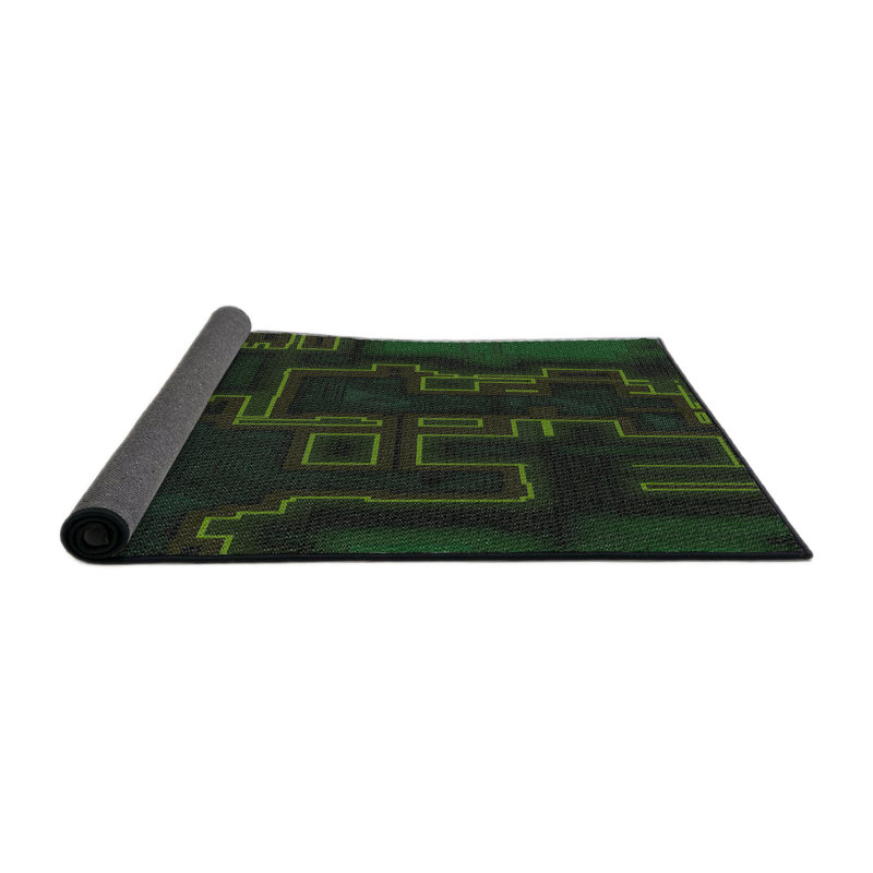 Tapis de zone vert foncé à motifs, Rond 5 pi
