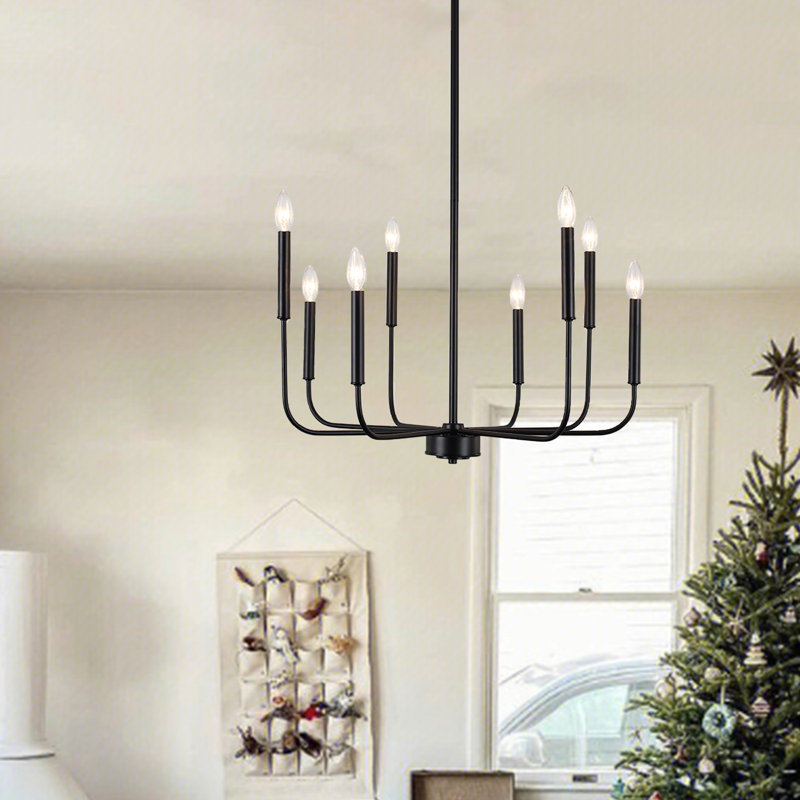 Lustre classique en fer 8 lumières façon bougie
