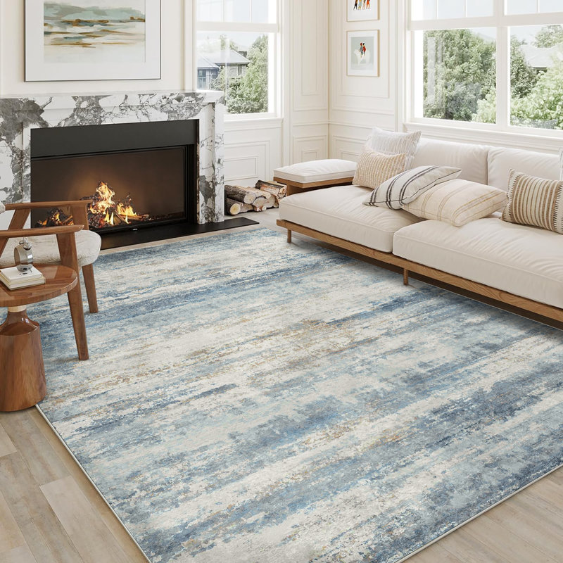 Licia Abstract Blue Area Rug, Rectangle 7'9" x 9'9"