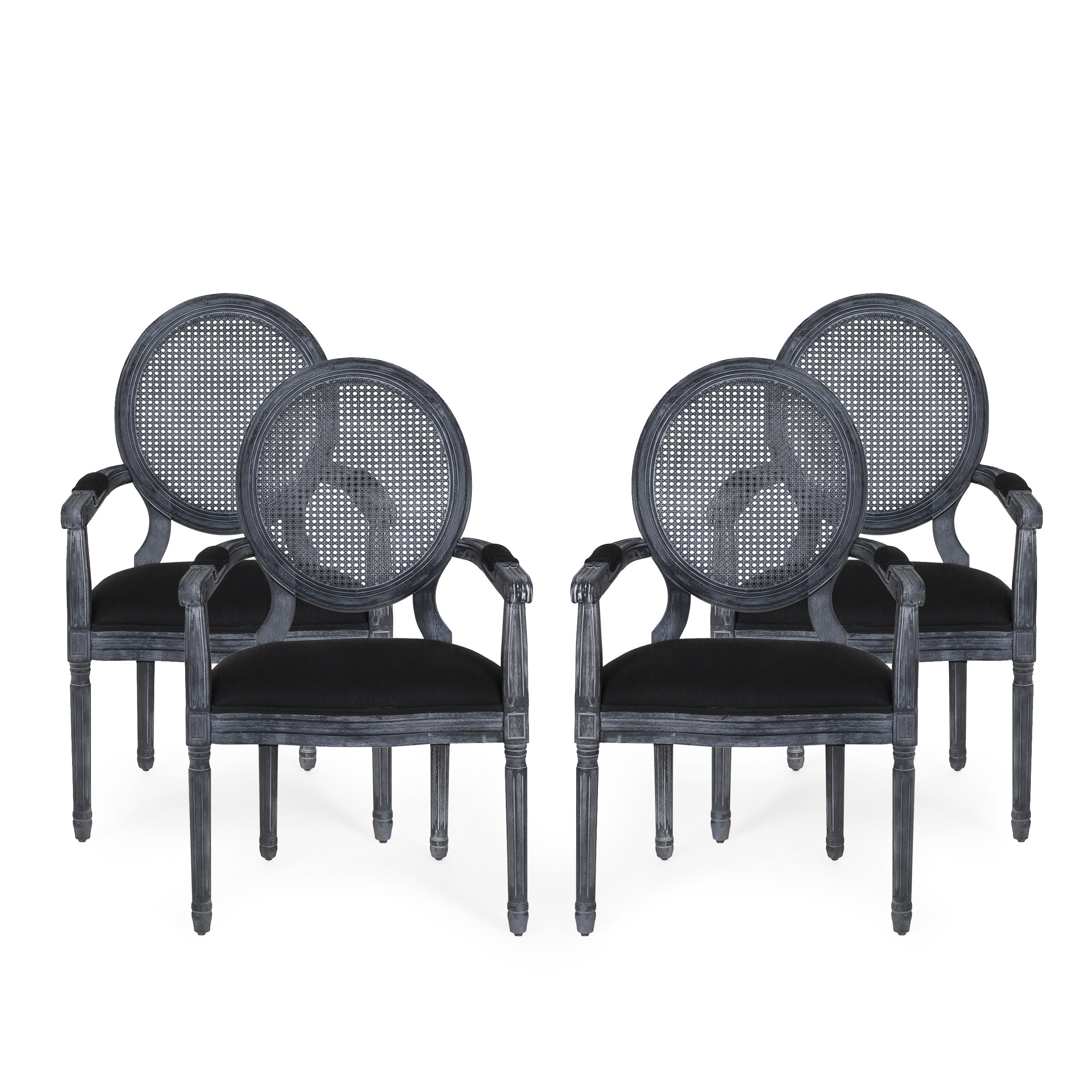 Upholstered King Louis Back Arm Chair (Set of 2) One Allium Way Frame Color: Gray, Upholstery Color: Gray