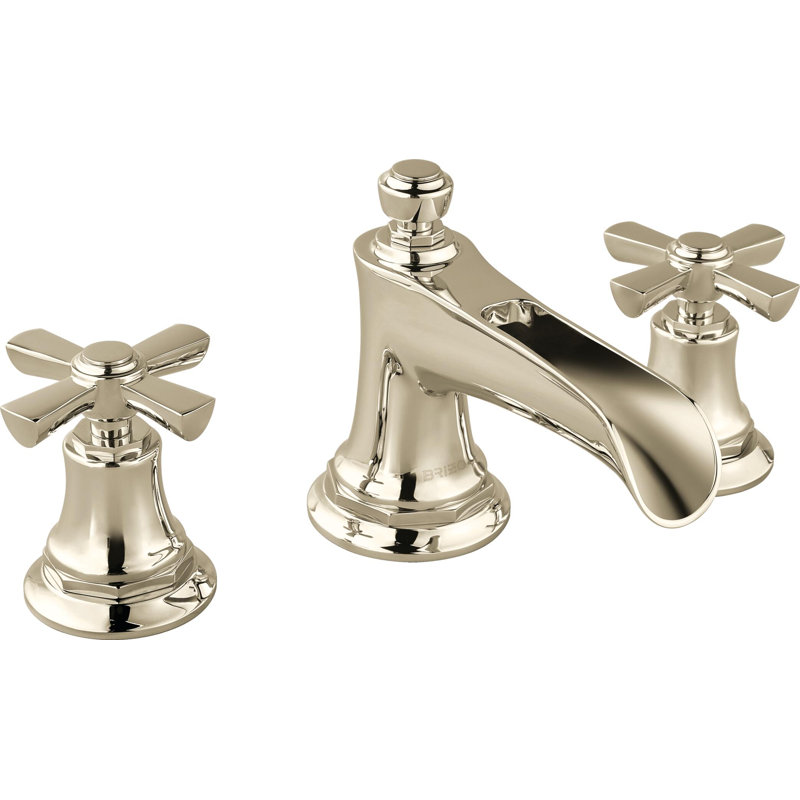 Rook® Widespread Bathroom Faucet with Drain Assembly, 1.2, Cross, Polished Nickel