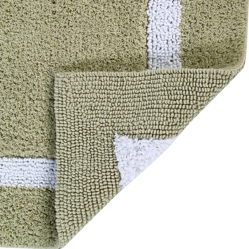 Sage and White Cotton Tufted Reversible Bath Rug Set