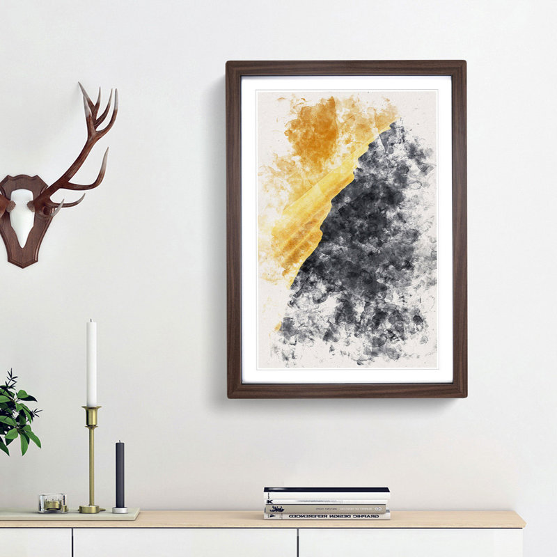 Edge Of A Sand Dune Watercolour - Picture Frame Graphic Art, 87cm H x 62cm W x 2cm D, Walnut Framed