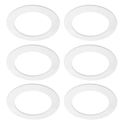 White Metal Goof Rings to cover uneven or damaged holes for 6" LED recessed downlights - Pack of 6