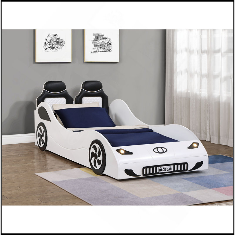 Lit voiture simple avec DEL Colen, Blanc