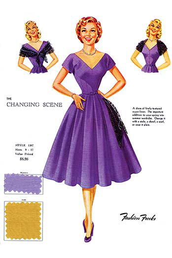 « the changing scene » par mode frocks, affiche rétro, H 30 po x l 20 po