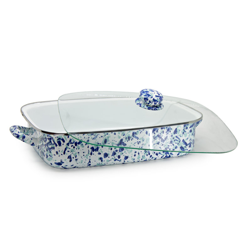 Ocean Blue Enamelware Covered Roasting Pan, 1.5 Quarts